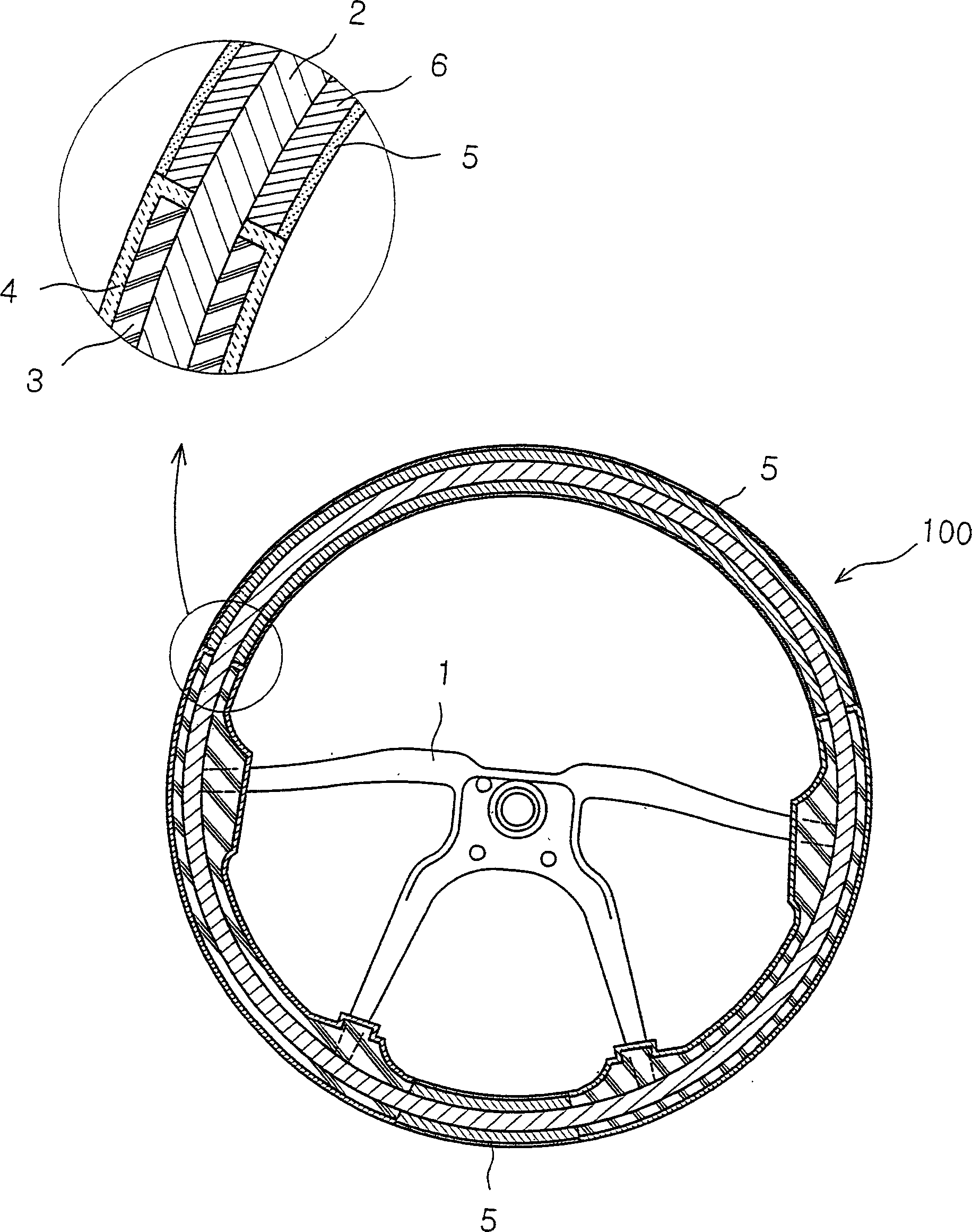 Wood grain steering wheel for car and its making method