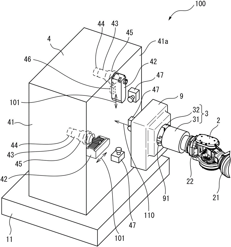 Machining system with machine tool and robot for attaching and detaching workpiece