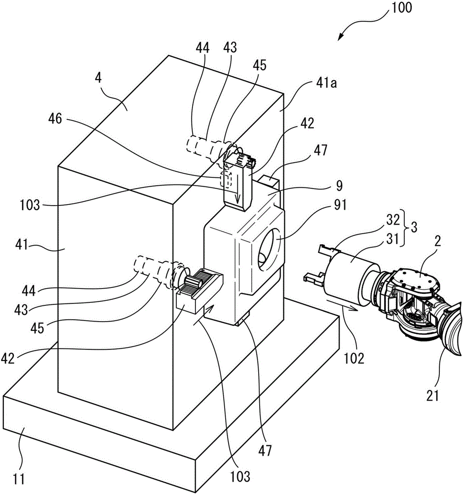 Machining system with machine tool and robot for attaching and detaching workpiece