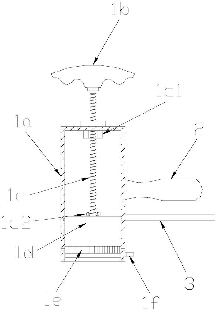 A hand-held noodle pressing machine