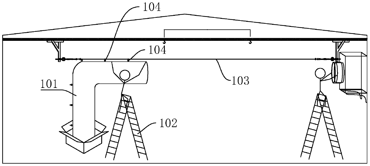 Automatic climbing frame system for cloth bag air pipe mounting