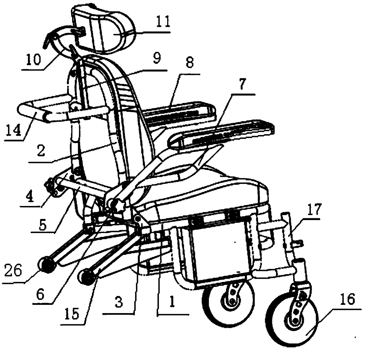 Self-driving wheelchair capable of going upstairs and downstairs