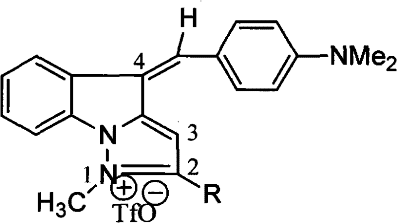 1-methyl-5h-indene (1,2-b) pyridine trifluoromethanesulfonic salt-5-(4-dimethylamino group) benzylidene derivative and preparation method thereof