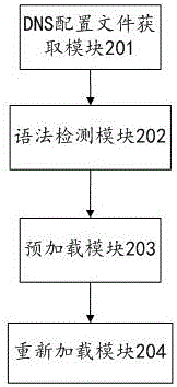 DNS service preload starting method, preloading system and management system