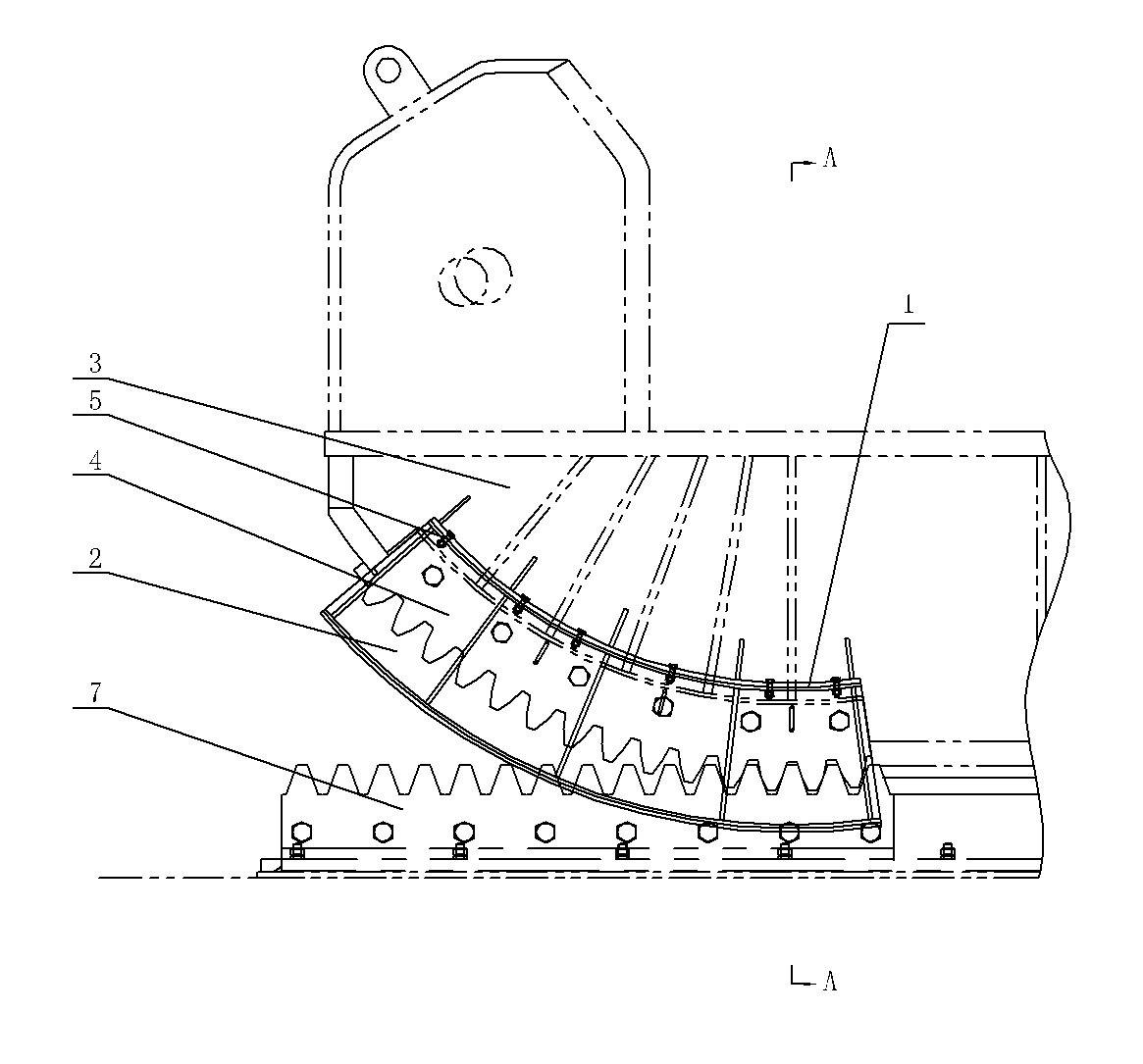 Rack and gear-ring protecting cover structure of dumping vehicle