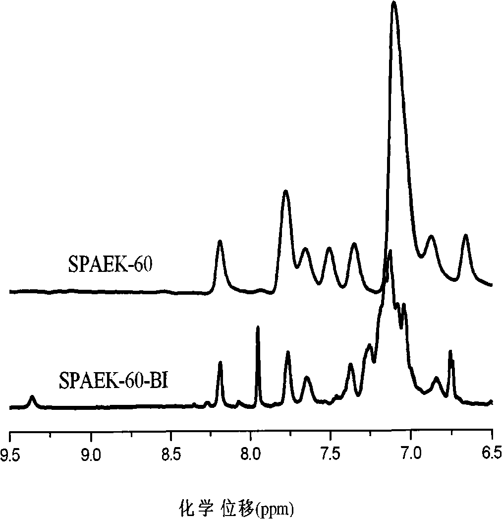 Sulfonated poly(arylene ether ketone) polymer with side chains containing benzimidazolyl in and preparation method thereof