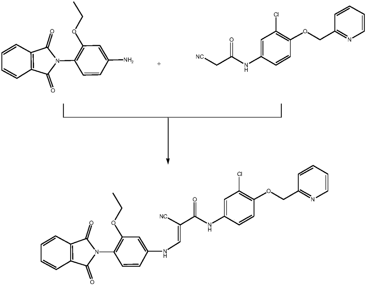 Preparation method of N-(3-chlorine-4-(2-pyridine methoxy)phenyl)-2-cyanoacetamide