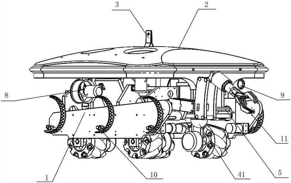 Swimming and travelling hybrid bionic cutter point leg and all-directional wheel combined underwater operation robot and control method thereof