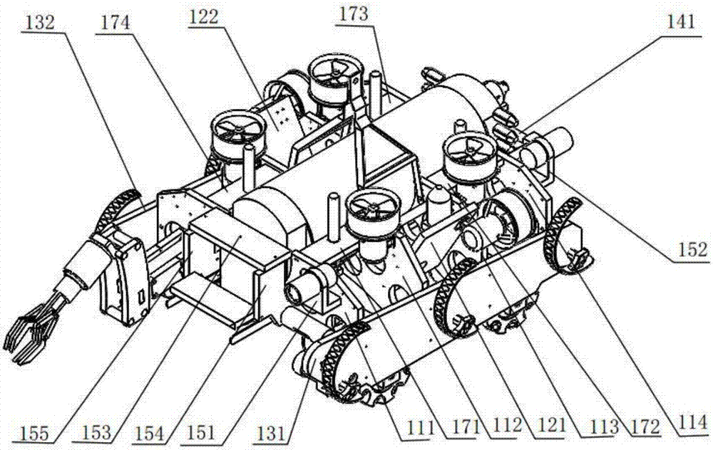 Swimming and travelling hybrid bionic cutter point leg and all-directional wheel combined underwater operation robot and control method thereof