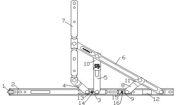 Sliding support hinge with five-connecting-rod structure