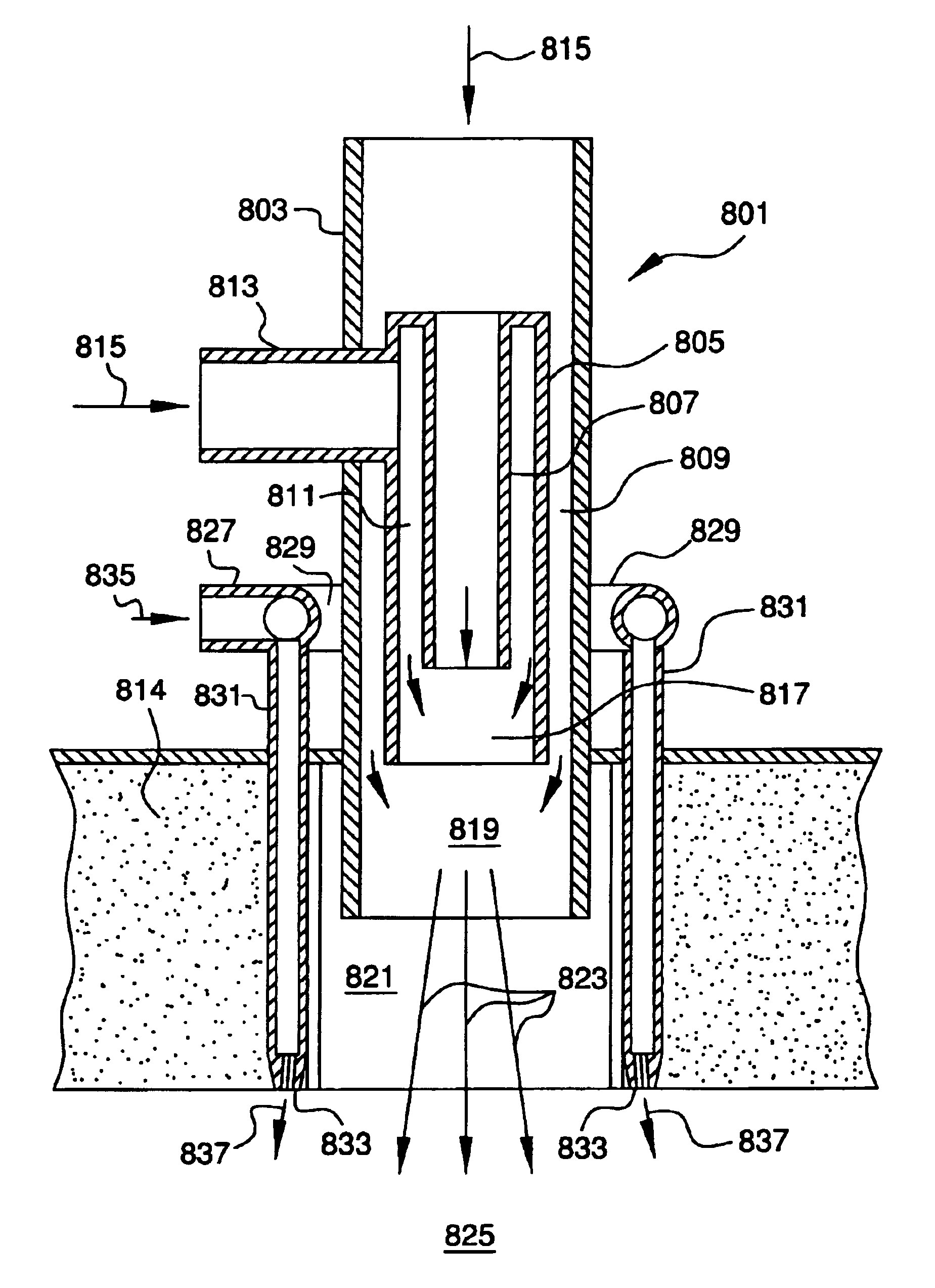 Slotted injection nozzle and low NOx burner assembly