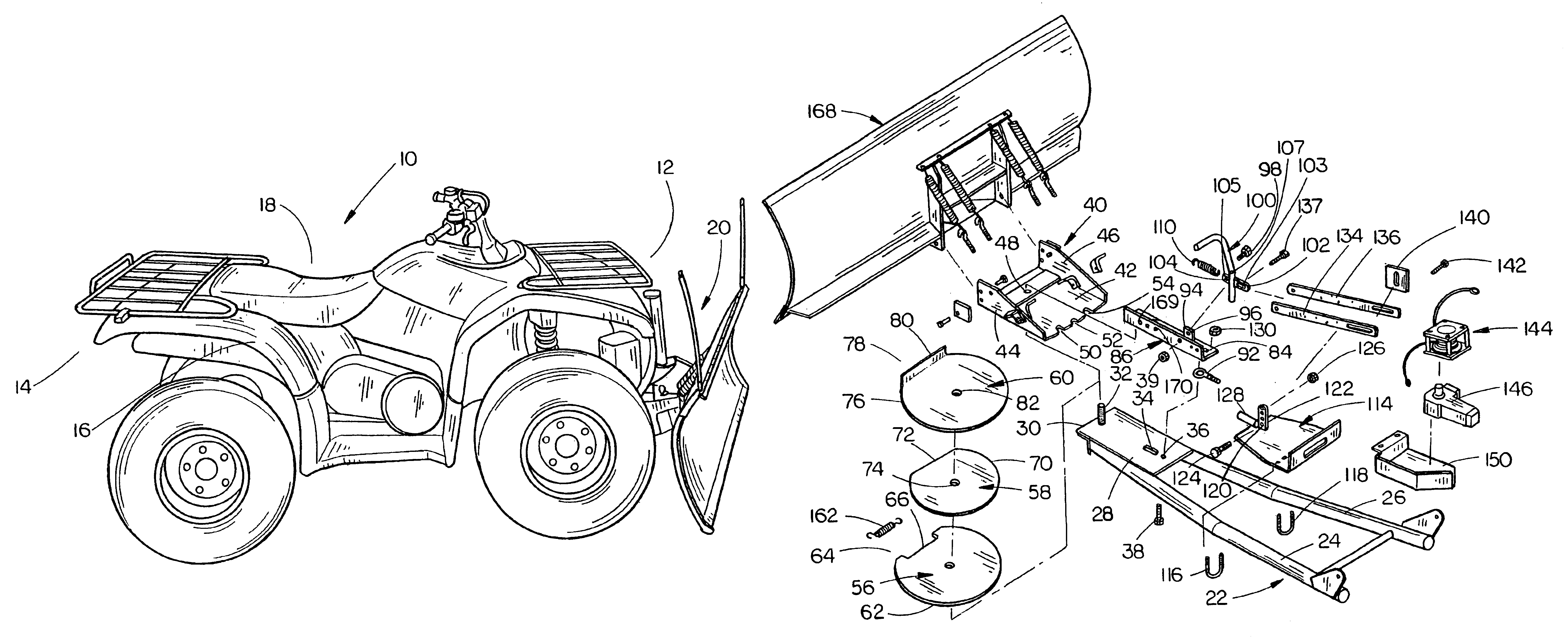 Blade attachment for an all-terrain vehicle