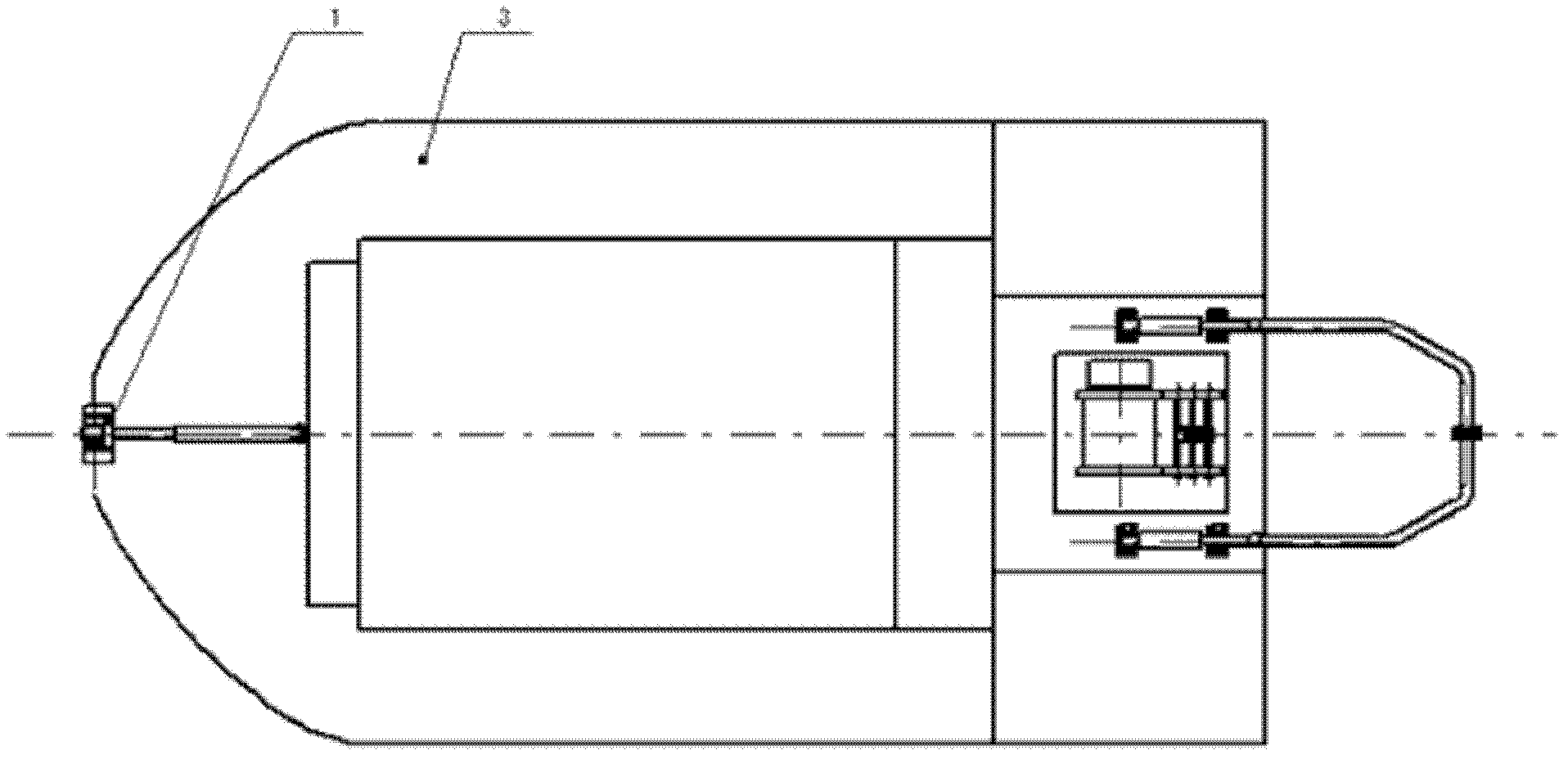 Forward-turning transducer bracket of marine survey boat