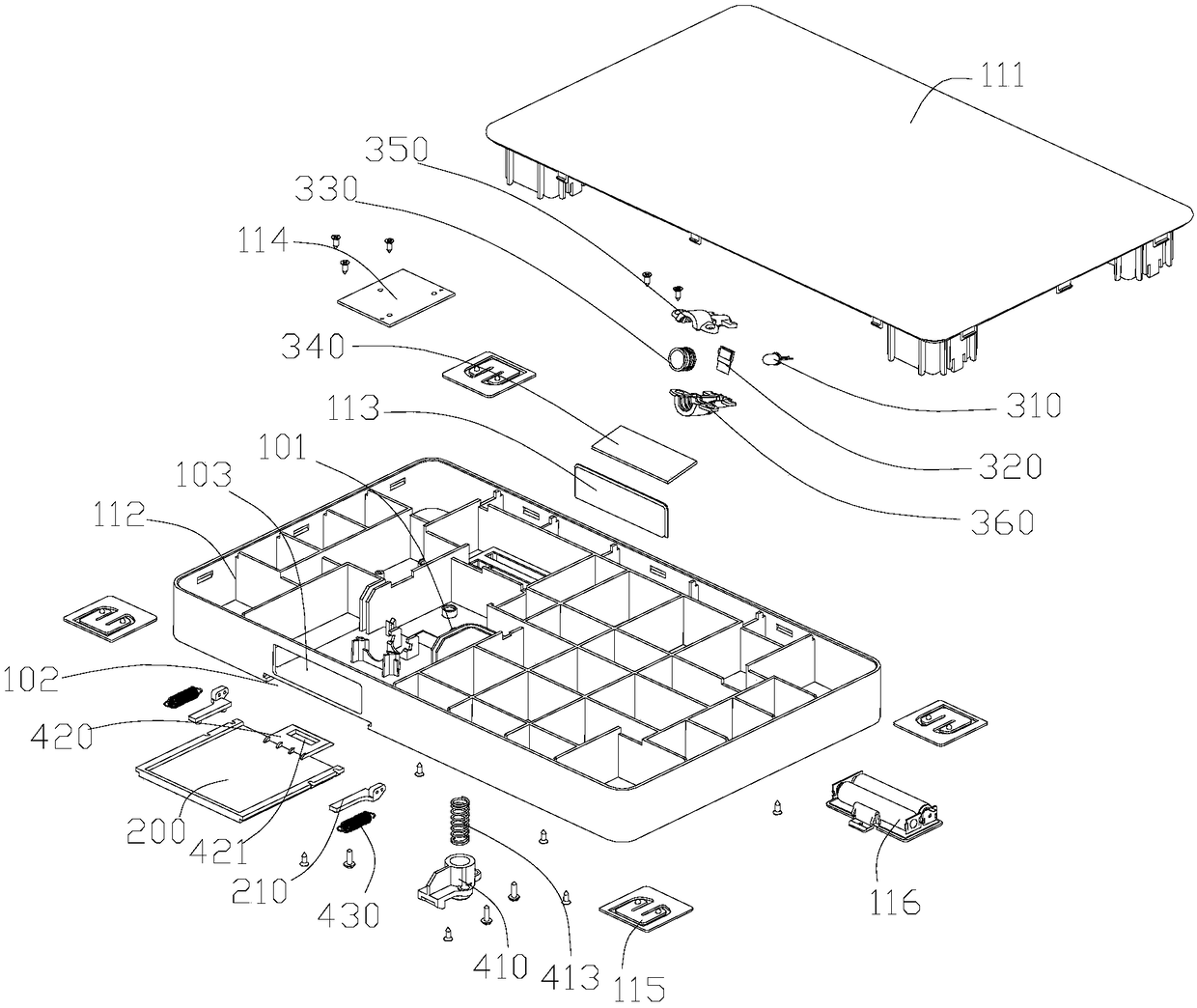 Display structure of electronic scale and projection electronic scale with drawer type receiving panel