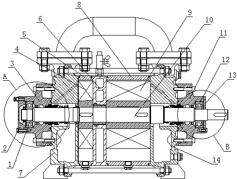 Double stage vacuum pump clearance adjusting device