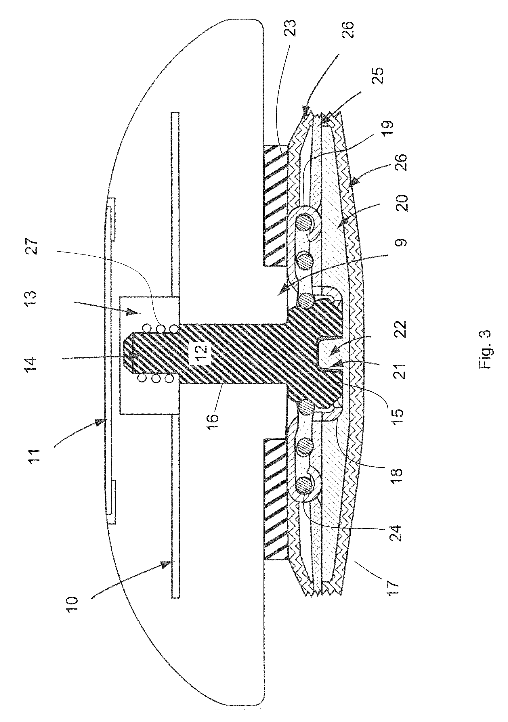 Device and method for assembling an electronic device and a flexible element for facilitating assembly of electronic components