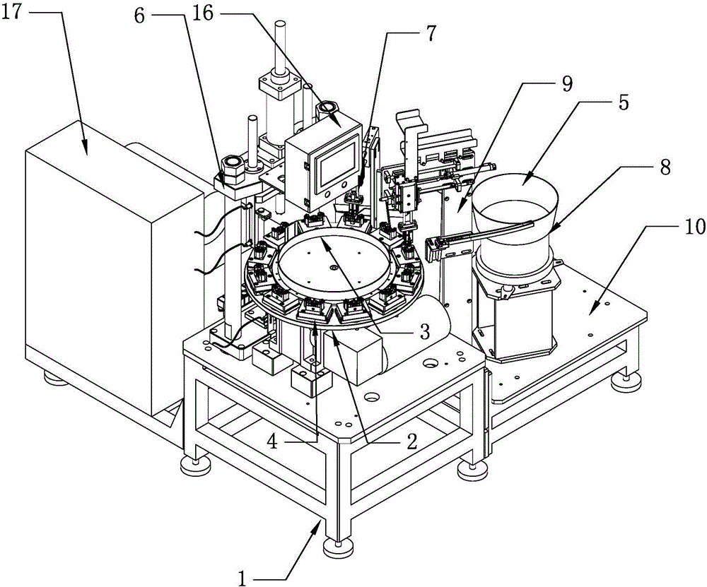 Bracket riveting press with unloading and bearing automatic feeding