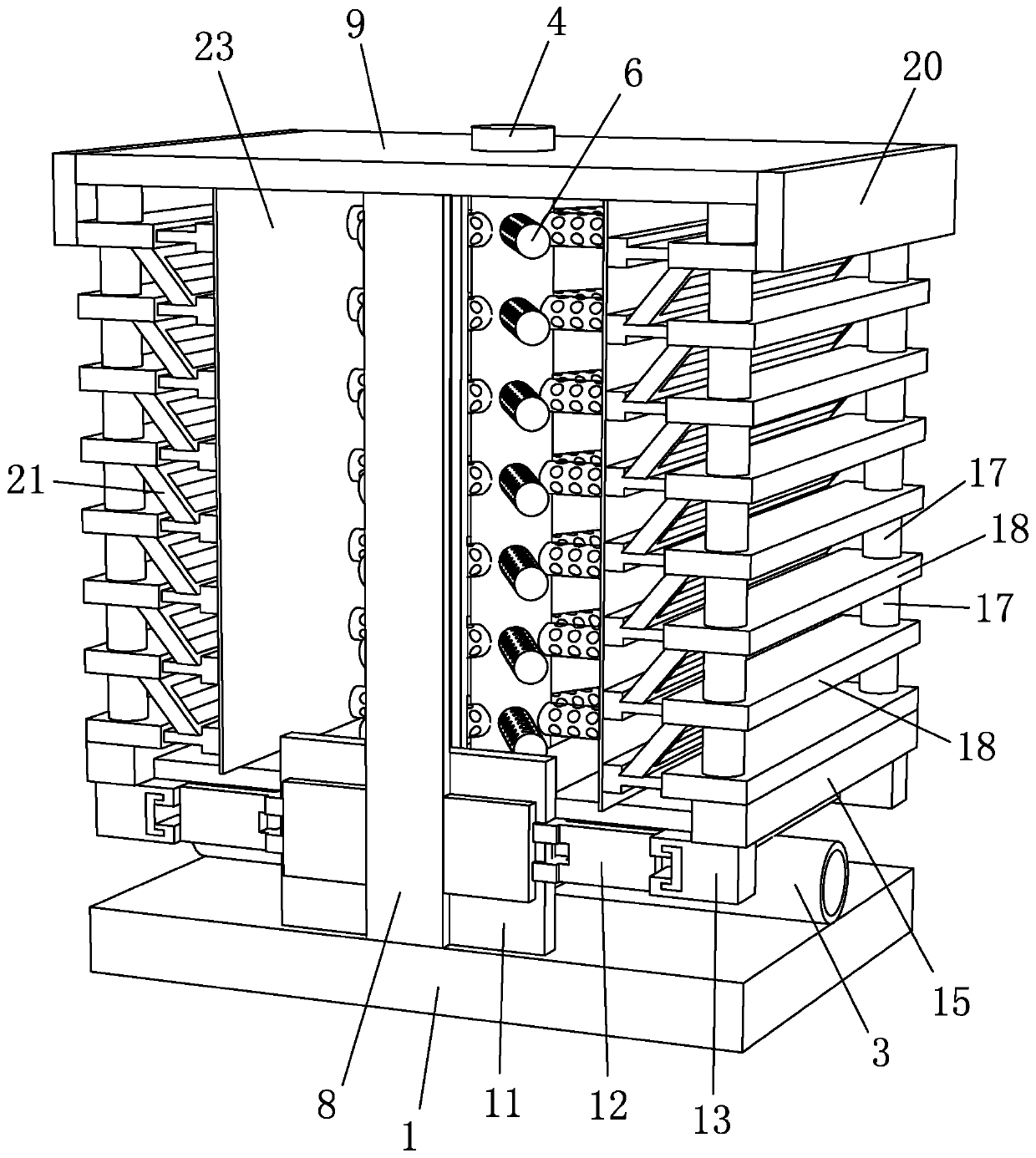 Leachate collection device and construction method for ecological restoration of sanitary landfill