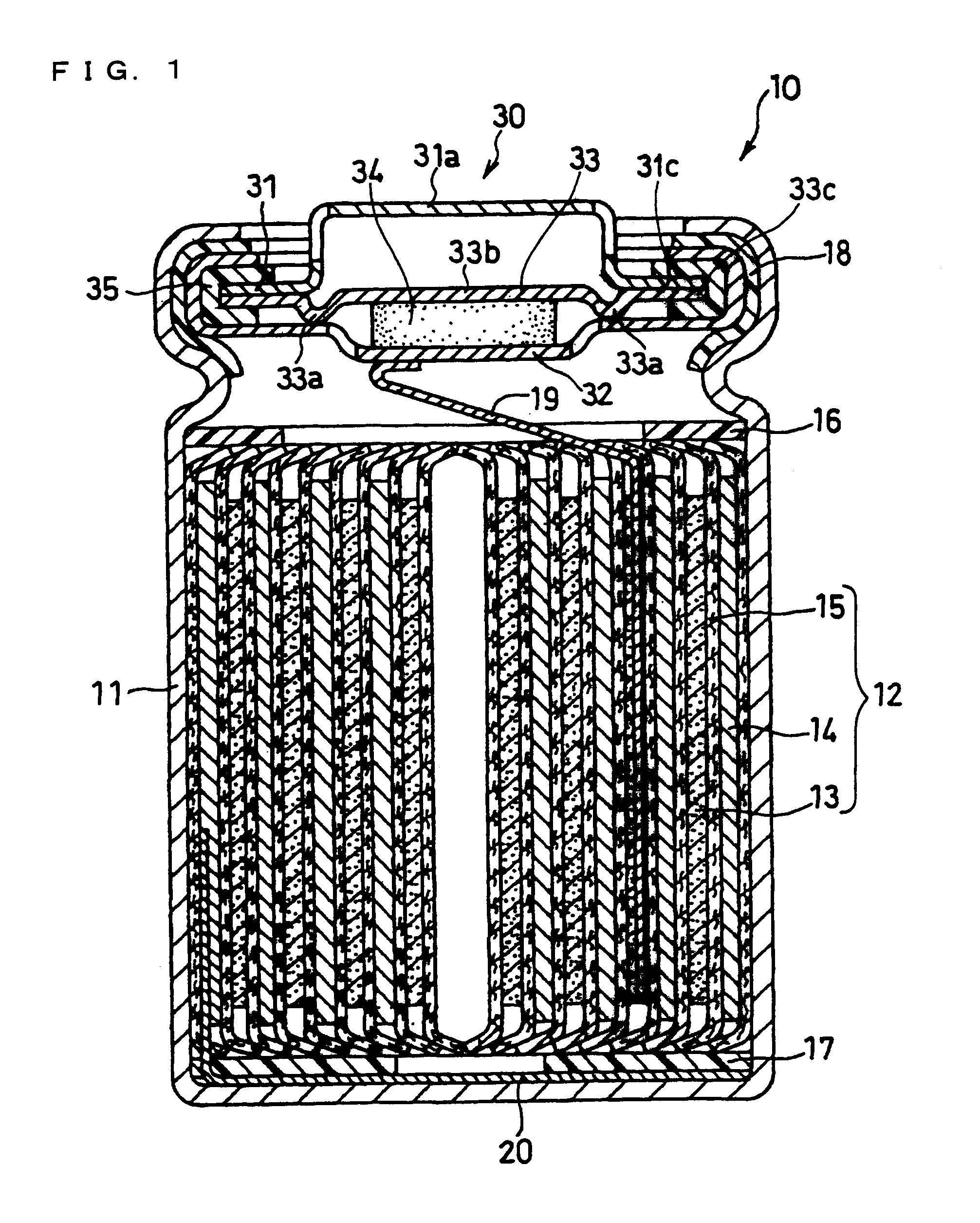 Assembled sealing member and battery using the same