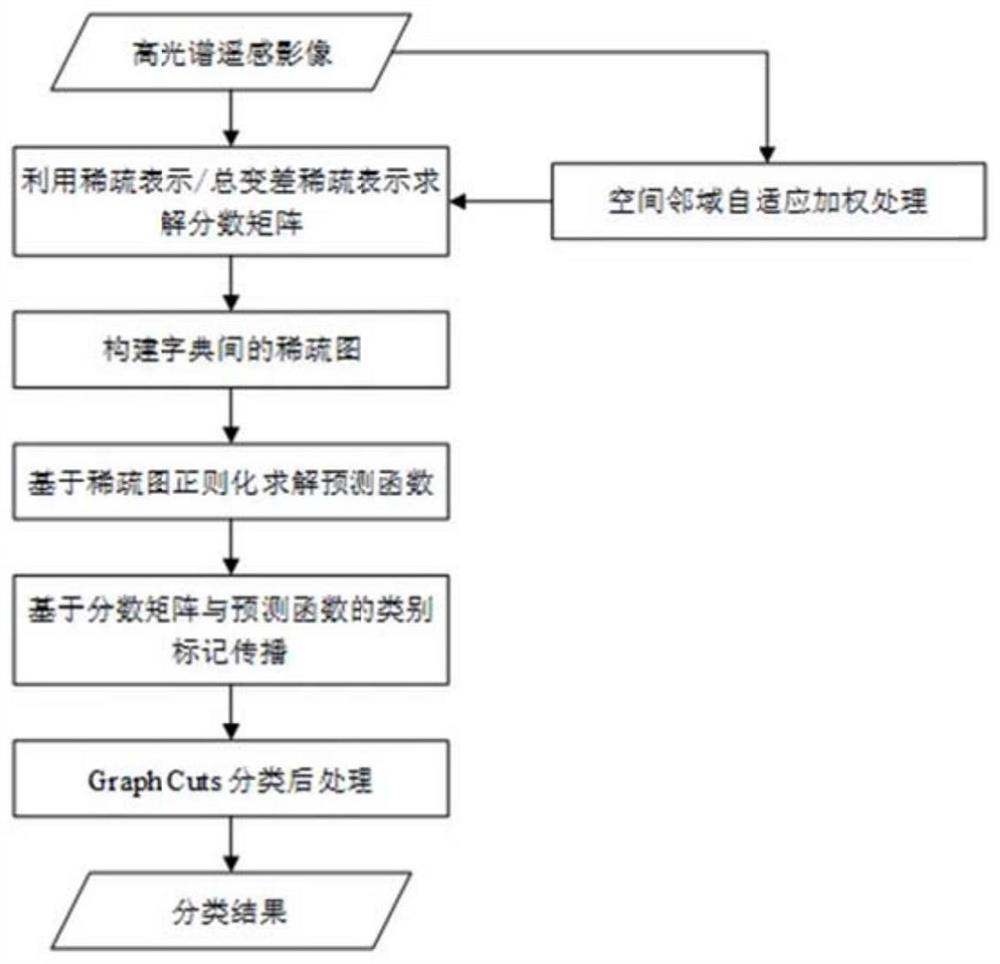 Hyperspectral remote sensing image classification method based on sparse graph regularization