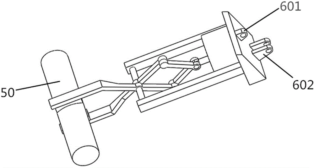 Grabbing pneumatic connecting rod arm with double-paw structure