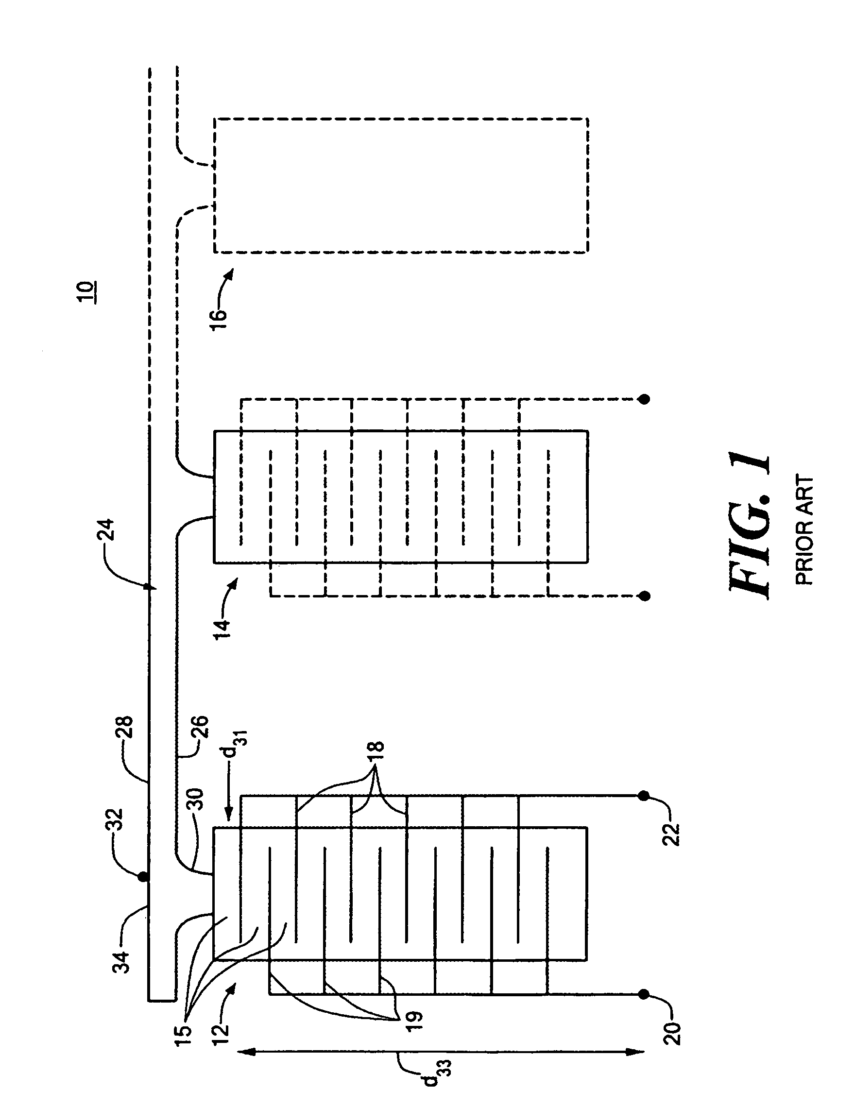 Transverse electrodisplacive actuator array