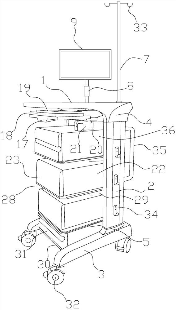 Intelligent nursing trolley suitable for continuous nursing work in ward