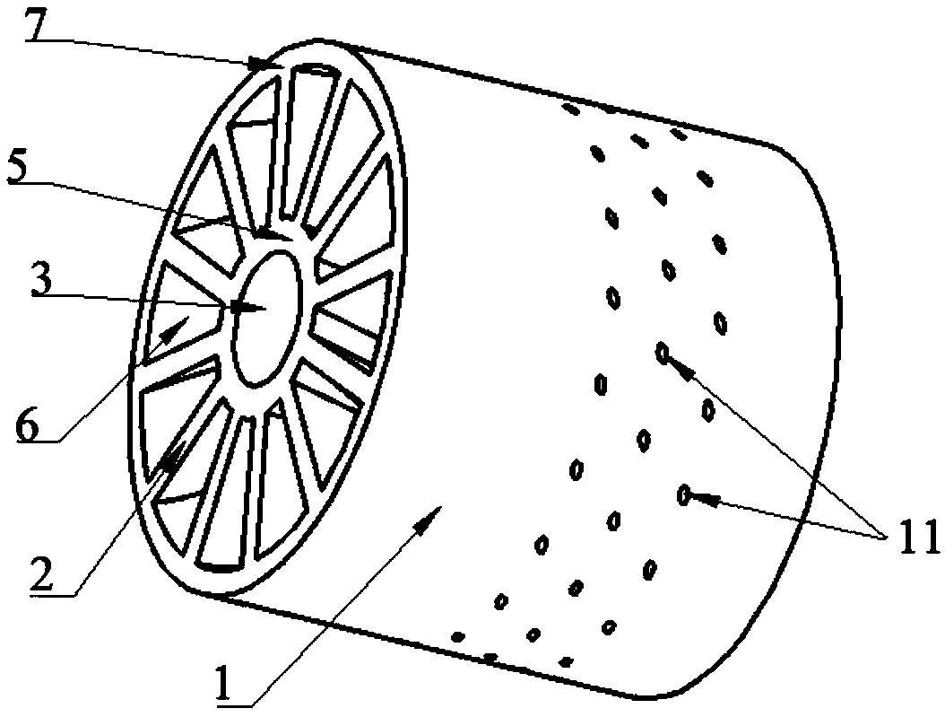 Lean premixed swirl nozzle of low-pollution combustion chamber and total-ring combustion chamber