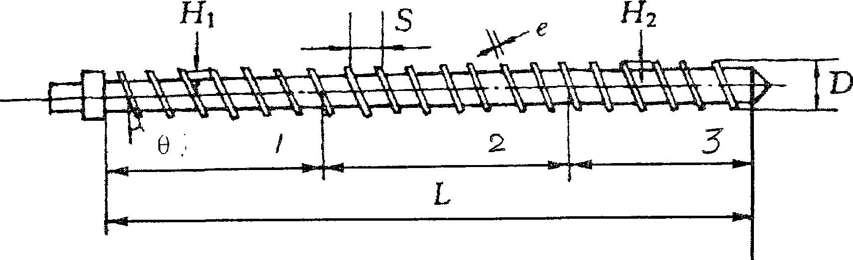 Special screw for blow-moulding machine capable of using powder resin