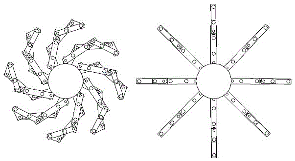 Variable-diameter wheel based on series combination of rocker sliders