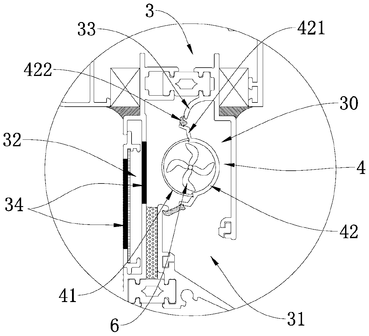 Ventilation structure of photovoltaic curtain wall and photovoltaic curtain wall using same