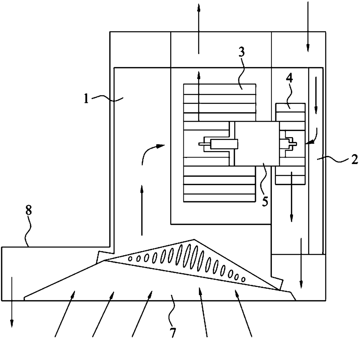 Double-cavity range hood with air curtain