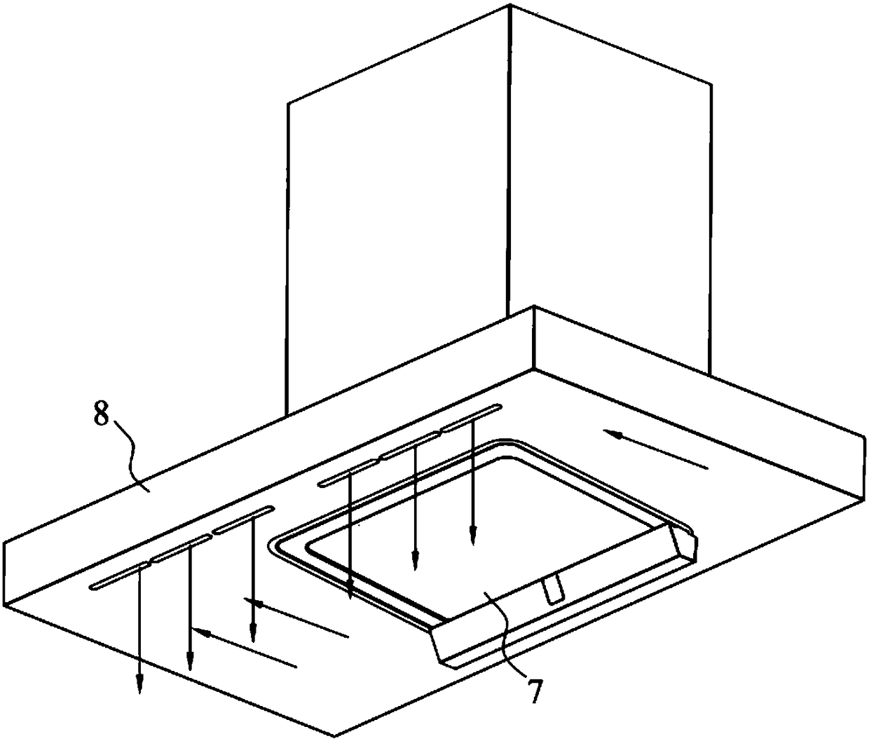 Double-cavity range hood with air curtain