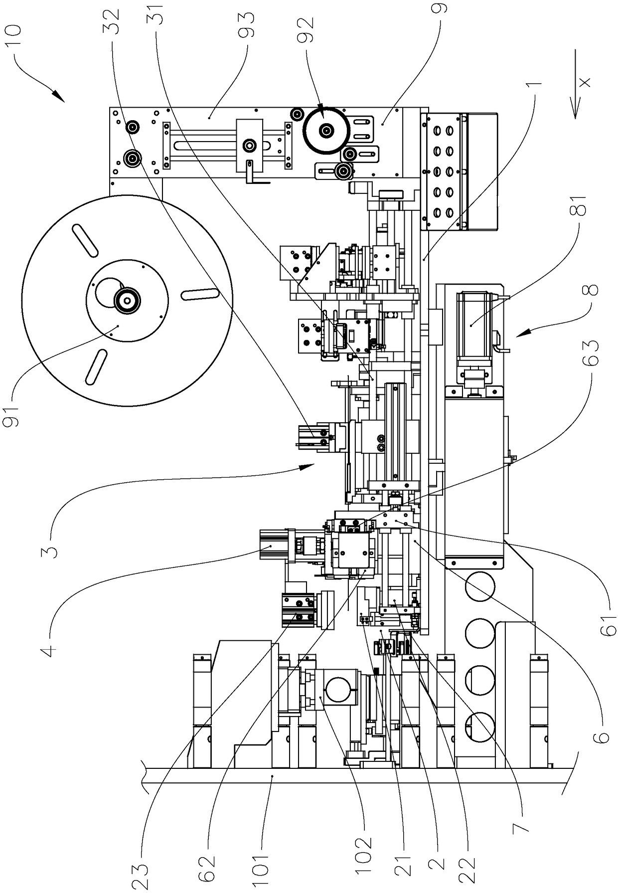 Tab shaping and transferring device, working method of tab shaping and transferring device and cylindrical cell piece production winder