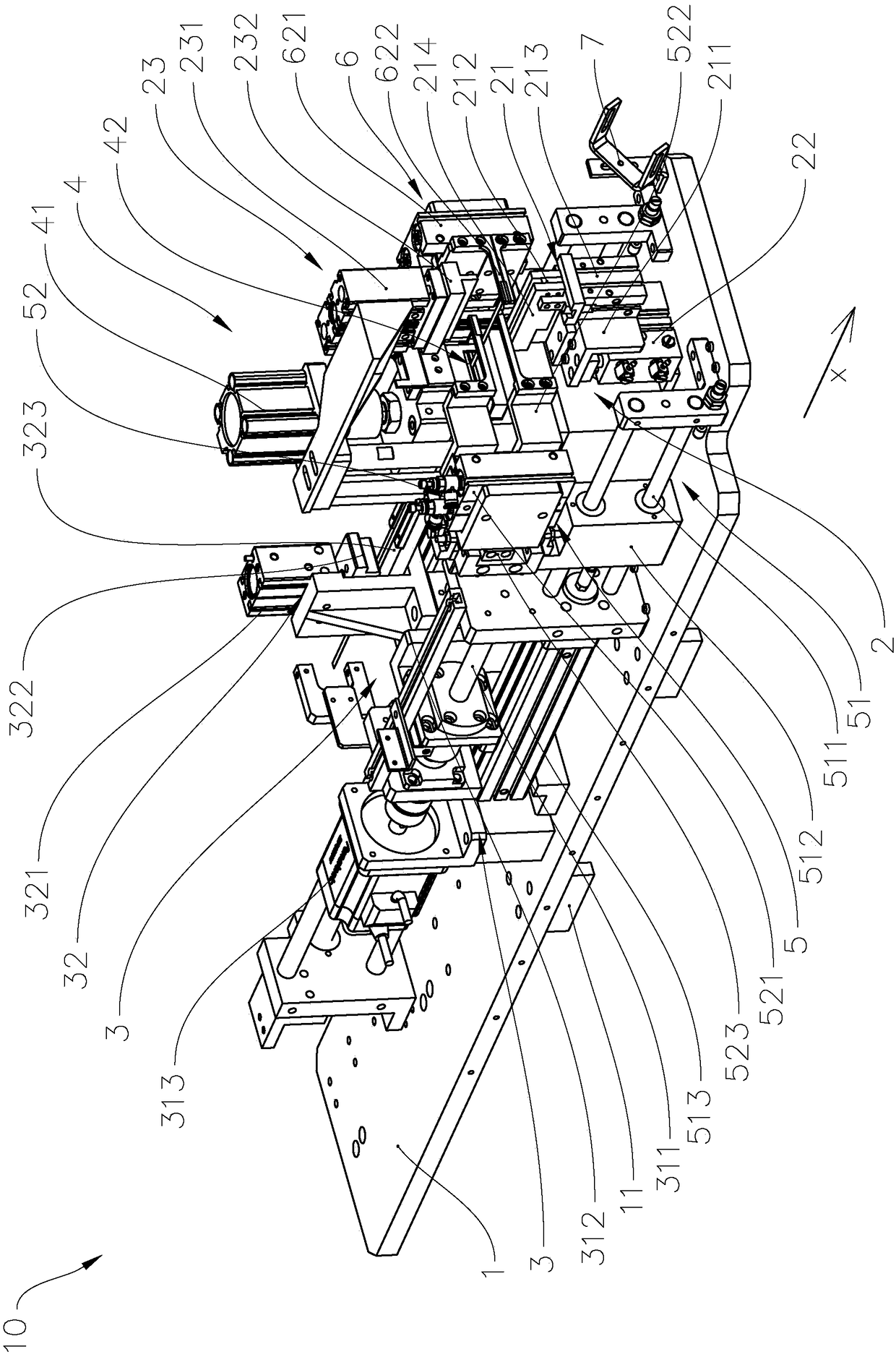 Tab shaping and transferring device, working method of tab shaping and transferring device and cylindrical cell piece production winder