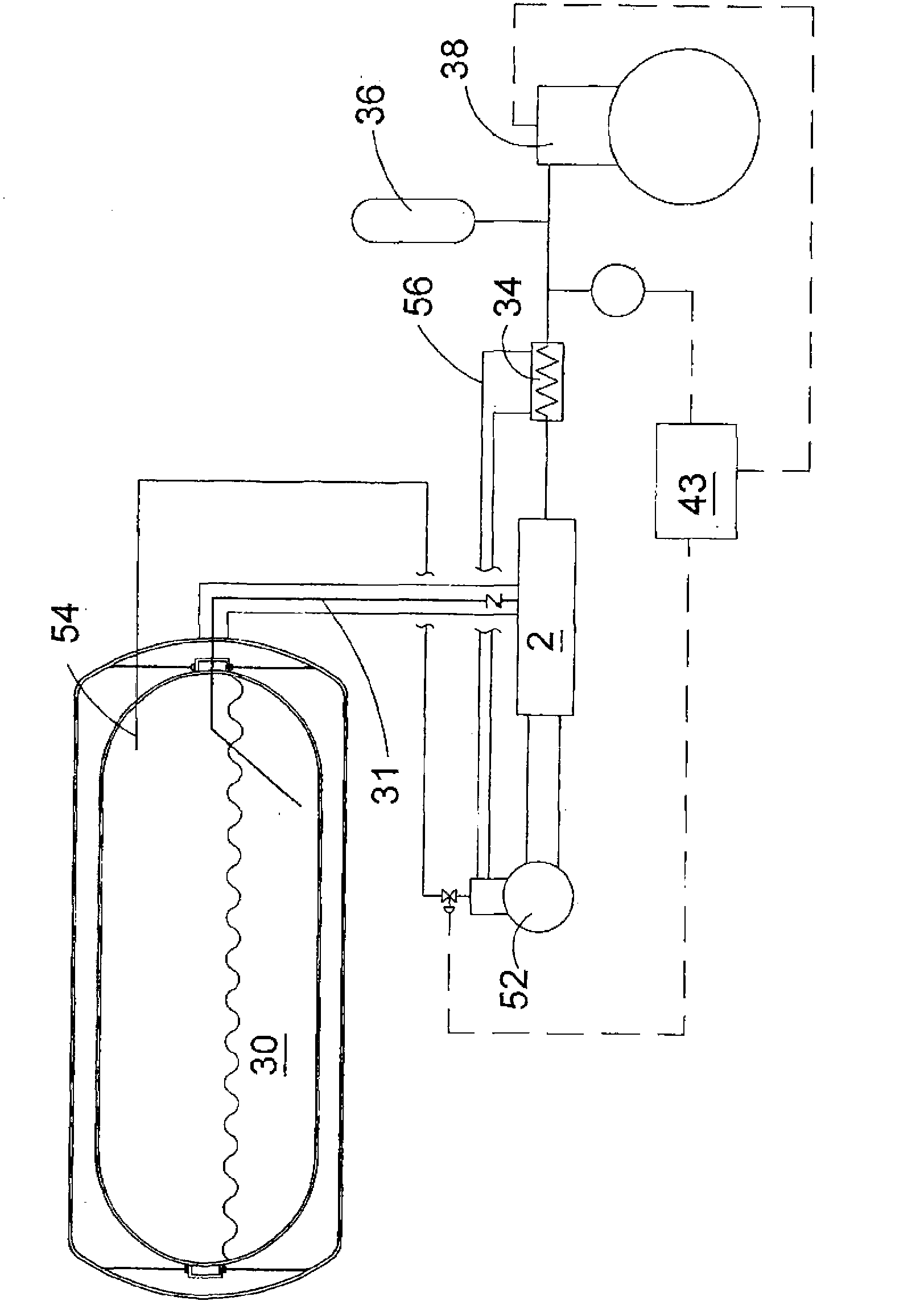 Two engine system with a gaseous fuel stored in liquefied form