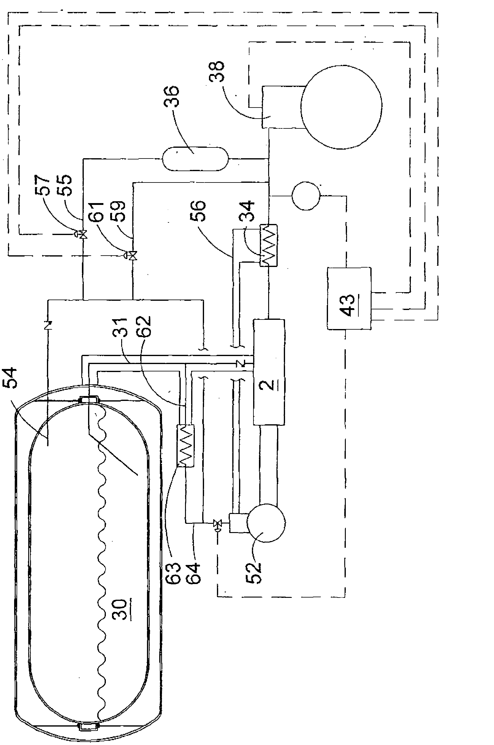 Two engine system with a gaseous fuel stored in liquefied form