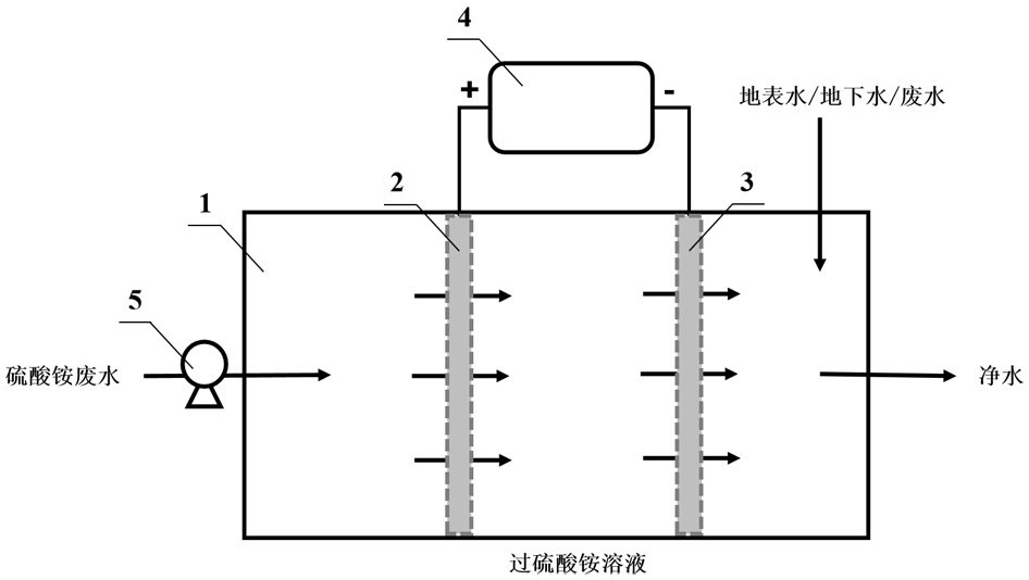 Device and method for synchronous electrolysis/membrane separating/advanced oxidation cooperative treatment of ammonium sulfate-containing wastewater and organic wastewater