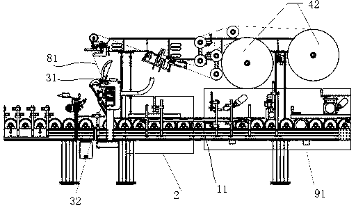 Equipment for coating paper on square wood parts