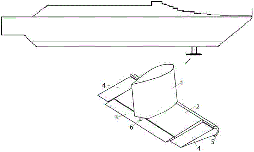 T-shaped hydrovane and auxiliary wing plate composite roll-stabilization device