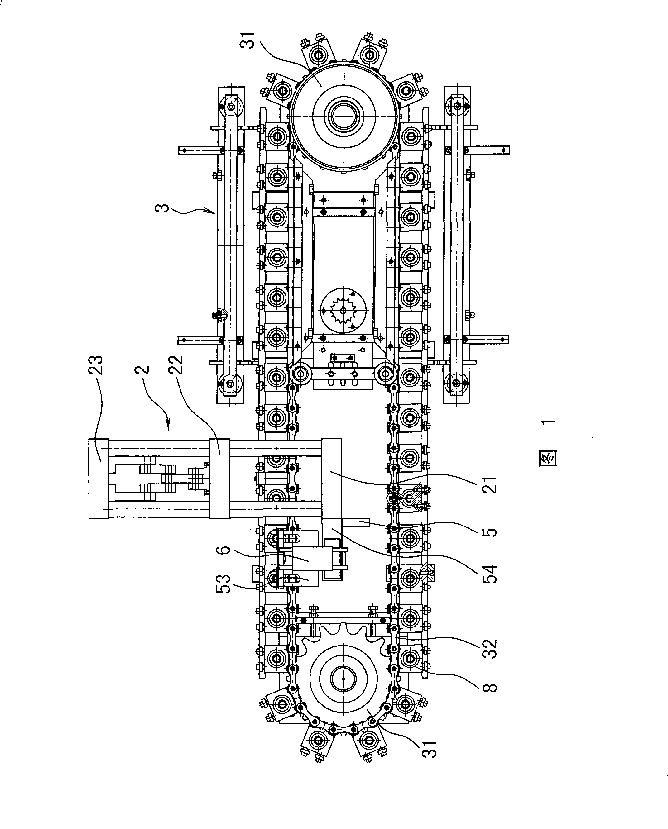 Automatic bottle removing mechanism of plastics hollow container stretching-blowing device