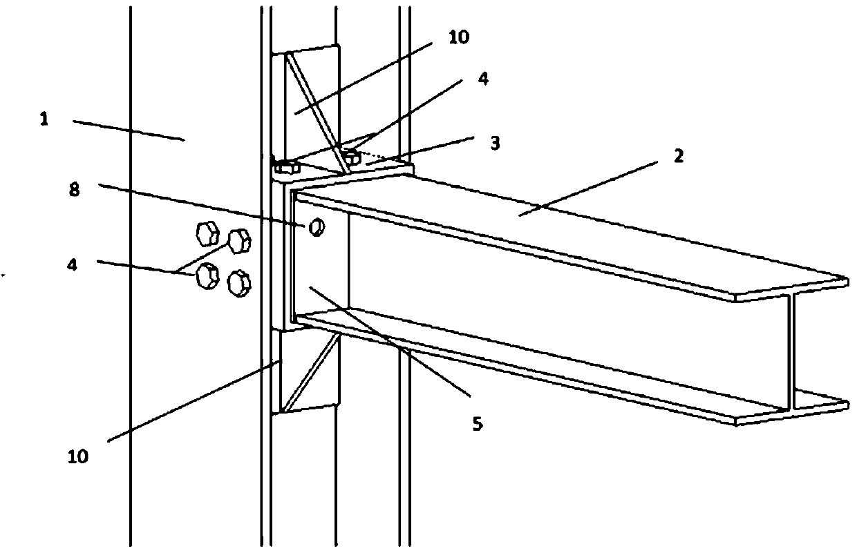 Beam-column joint of square steel pipe sleeve weak shaft connection steel structure and installation method thereof