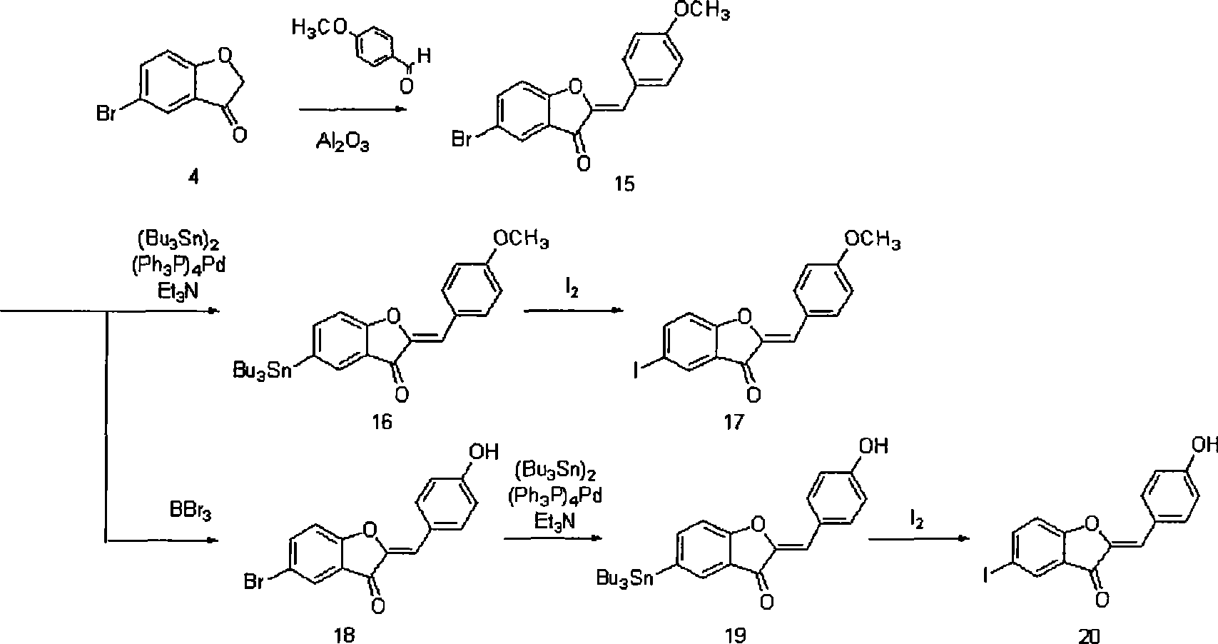 Aurone derivative-containing composition for diagnosis