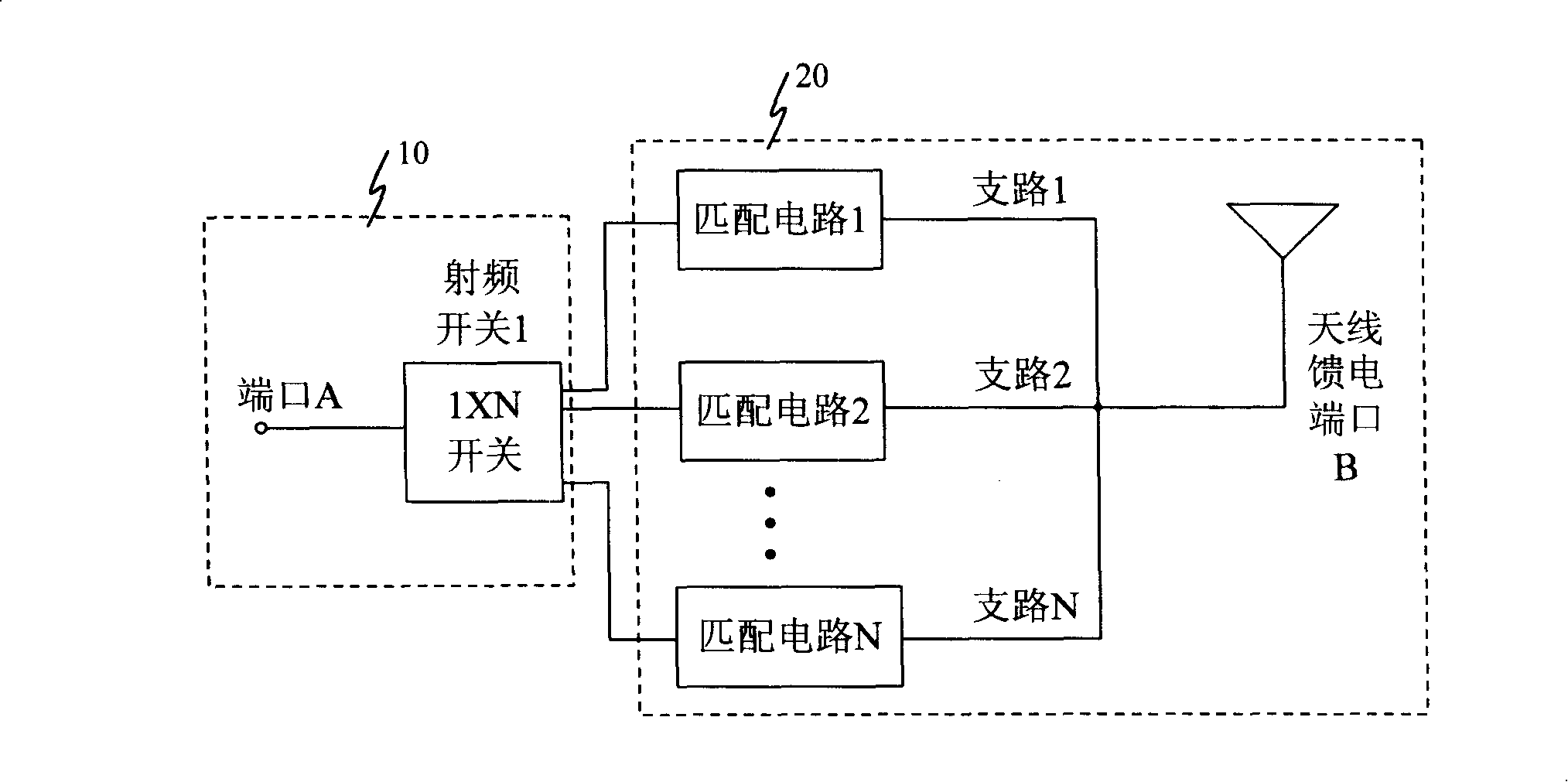 Device and method for implementing DVB-H antenna matching network for mobile telephone