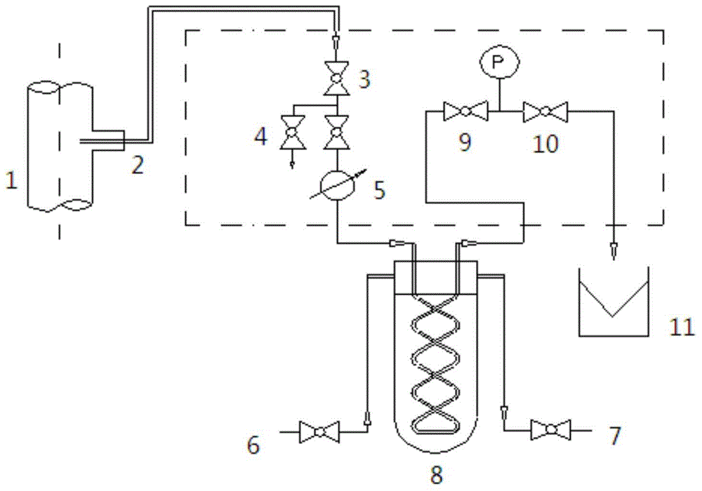 Cooling device for high-temperature ammonia-containing gas sampling system