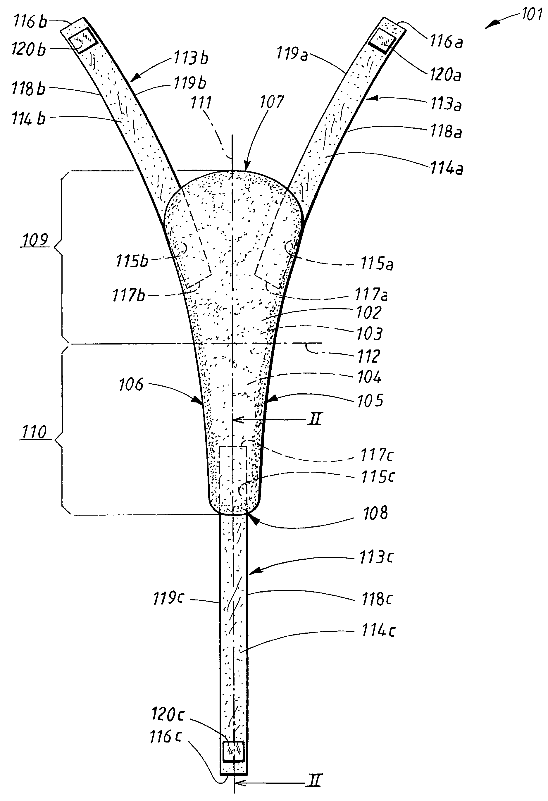 Absorbent product with fastening arrangements