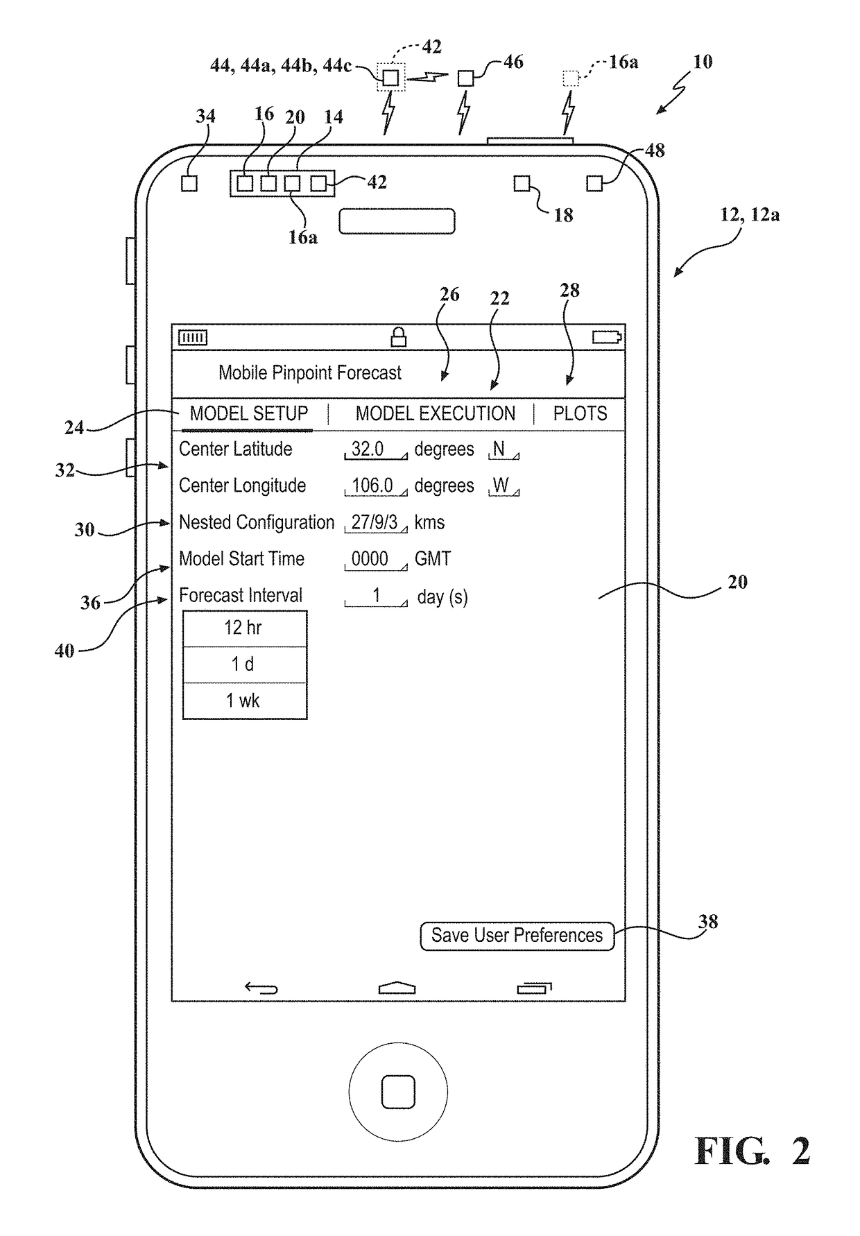 Device and system for generating a weather forecast for a selected zone