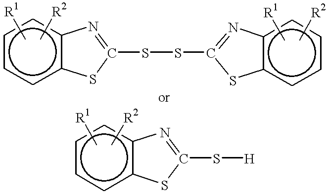 Pneumatic tire containing a vulcanization accelerator