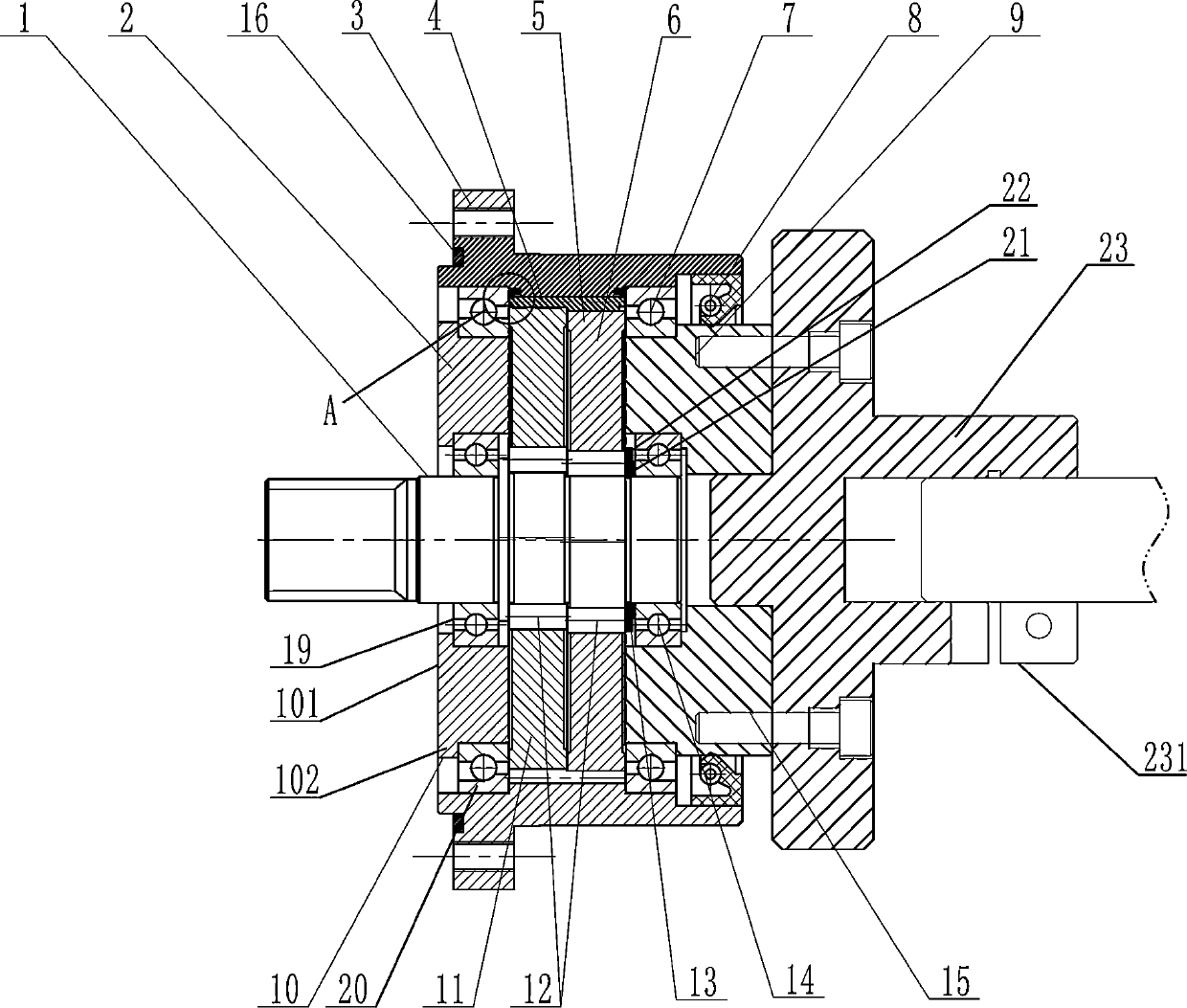 Output rapid chaining mechanism and speed reducer