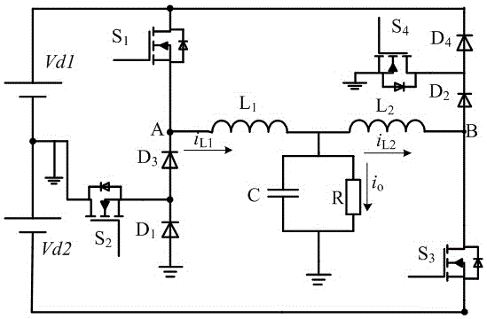 Magnetic integration three-level dual-buck type half-bridge inverter and working mode thereof